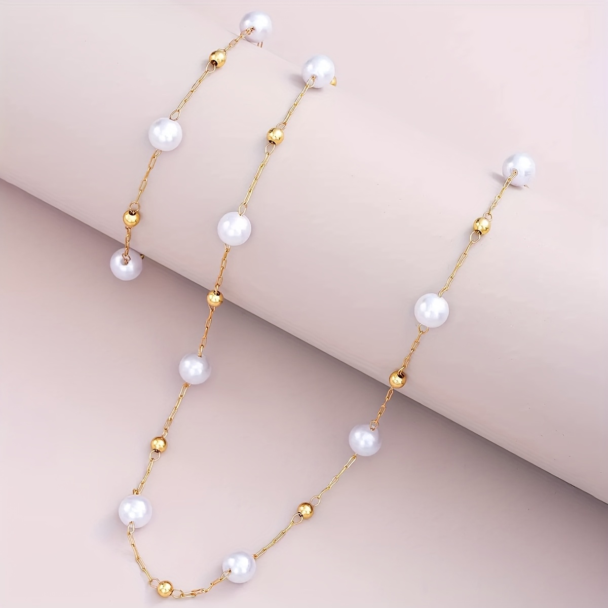 Elegant Imitation Pearl Necklace and Bracelet Set